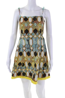 Vestido Christian Lacroix Mujer Lino Flecos Borde Línea A Multi Talla XS Foto 1 de 4