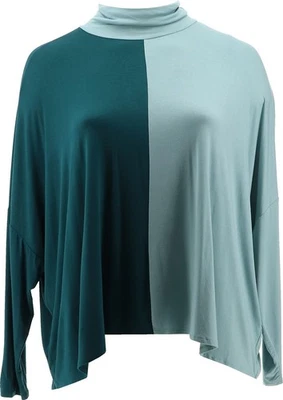 Top WynneLayers Colorblock Untrd cuello alto verde azulado profundo Celadon 1X nuevo sin etiquetas (995) Foto 1 de 4