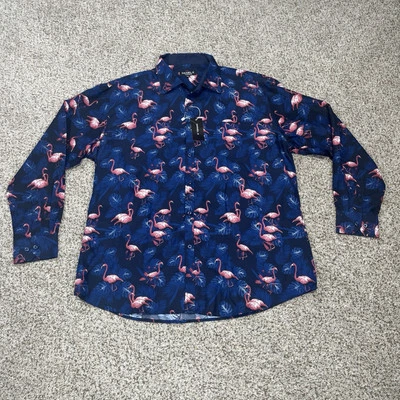 Camisa Daniel K ajuste sob medida manga longa estampada com botões tamanho XXL NOVA - Imagem 1 de 4