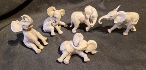 Lenox African Baby Elephants Figurines Porcelain Ceramic x5 - Picture 1 of 13