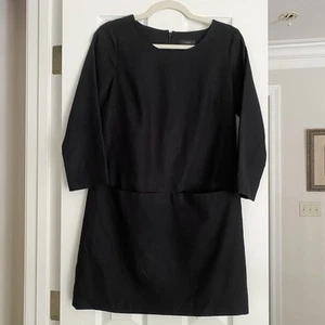 J. Crew Black Wool “Jules” Shift Dress 3/4 Sleeves with Front Pockets Size 0 - Picture 1 of 7