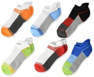 Boy's Sport Tab Half Cushion Low Cut Socks 6 Pack Multi Small Multicolor - Picture 1 of 2