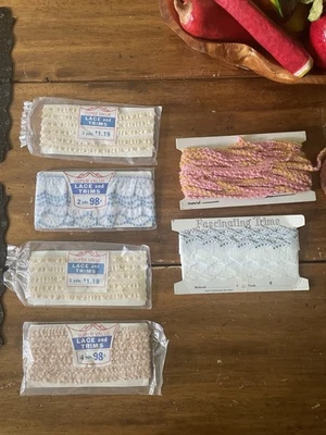 Lot Of 6 Vintage Fascinating Trims Trim Border Ruffle Lace Sewing Upholstery - Image 1 of 4