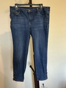 New Women’s Christopher&banks Blue Denim 5-pocket Stretch Capri Jeans Size 10 - Picture 1 of 10