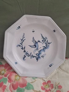 Lallier a Moustiers France Hand Painted Ceramic Pottery Dish Blue Bird Plate - Picture 1 of 4