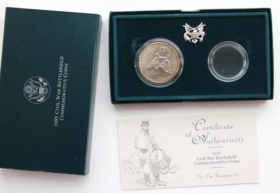 1995-P CIVIL WAR BATTLEFIELD UNCIRCULATED 90% SILVER DOLLAR $1 - Image 1 of 4