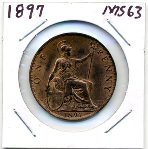 Great Britain. One Penny. 1897 choice Uncirculated Red with Brown - Bild 1 von 2