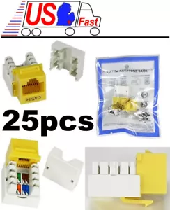 Lot25pcs/pack Cat5e RJ45 Keystone Network 10/100/1000 Jack/Port 110Punch {YELLOW - Picture 1 of 1