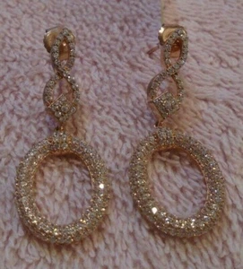 Rose Gold Plated Sterling Silver .925 Cubic Zirconia Dangling Earring - Picture 1 of 5