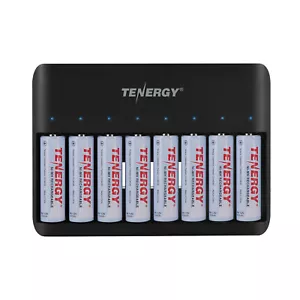 Tenergy TN477U 8-Bay AA AAA NiMH NiCD Charger and 8 x Standard AA Batteries - Picture 1 of 8