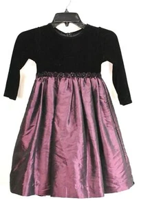 Jayne Copeland Children's Girl Purple 3/4 Sleeve Crew Neck A Line Dress 4 - Picture 1 of 10