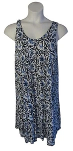 H&M Large L Blue Floral Knit Tank Dress Sundress - Picture 1 of 3