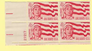 US STAMPS SCOTT #1199 4¢ GIRL SCOUTS 1962 PLATE BLOCK 4 MINT NO HINGE - Picture 1 of 2