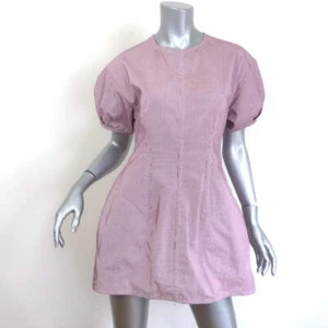 Celine Gingham Puff Sleeve Mini Dress Red/White Cotton Size 38 - Picture 1 of 7