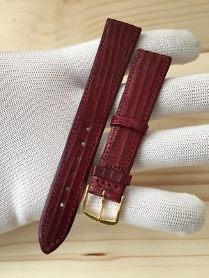 CORREA-STRAP RELOJ LAGARTO LEGITIMO BURGUNDY 18MM "NEW OLD STOCK 1960-1970"