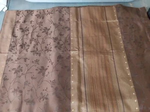Valance Brown Gold Striped Flower VInes Curtains Window Decor Set 2 54x18 - Picture 1 of 5