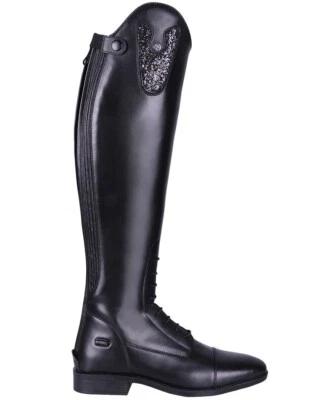 QHP Lederreitstiefel Sasha Adult, schwarz, Weitschaft - Ausverkauf !!!