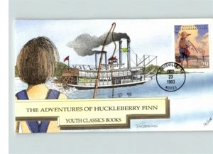 The Adventures of HUCKLEBERRY FINN, Hand Painted Youth Classics Books First Day - Picture 1 of 1