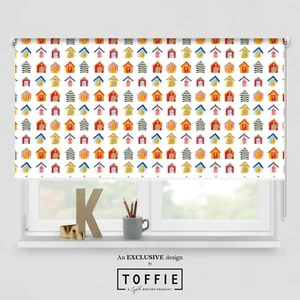 101- Colourful Beach Huts Roller Blind - various sizes, blackout FREE - Picture 1 of 4