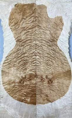 5A Electric Guitar Drop Top Quilted Maple Wood Burl Bookmatched Luthier Supply - Image 1 of 4
