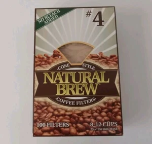 Filtros de café estilo cono Natural Brew #4 8-12 tazas 100 filtros sin lejía - Imagen 1 de 4