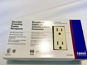 Caja de (10) Eagle 1107A 15A 125V Decora puesta a tierra dúplex receptáculos almendra - Imagen 1 de 3