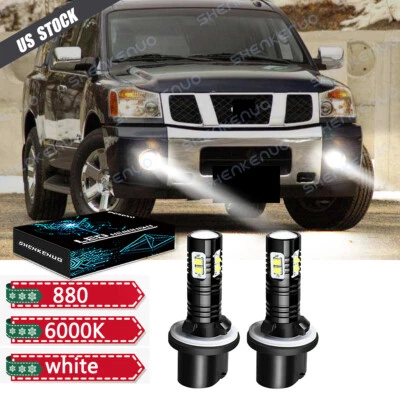 For Nissan Armada 2005-2010 Titan 2004-2015 6000K 2pc LED 880 Fog Lights Bulbs - Image 1 of 4