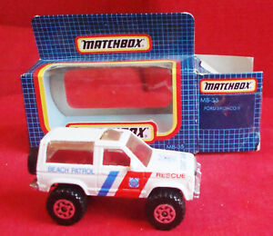 Matchbox Dark Blue Box MB35 Ford Bronco II Beach Patrol, 1987, 1:57, toy, model