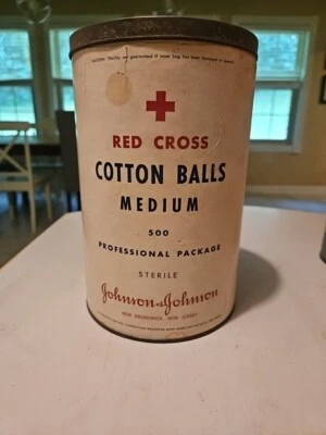 Vintage Red Cross / Johnson & Johnson Red Cross Cotton Balls Empty  - Image 1 of 4