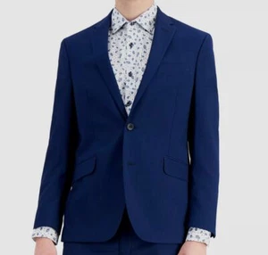 $395 Kenneth Cole Men's Blue Techni-Cole Slim-Fit 2-Piece Suit Jacket Pants 44L - Picture 1 of 4