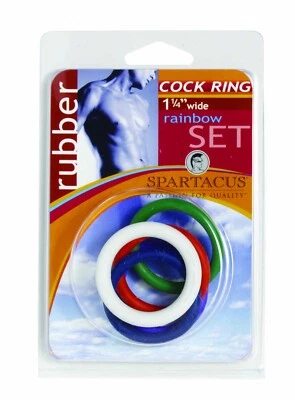 Paquete de 5 anillos para el pene de cuero agradable Spartacus Rainbow Goma, nuevos Foto 1 de 3