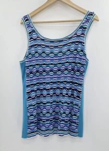 Nic + Zoe Women’s Wavy Multicolor Blue Knit Tank Top Sweater Size XL Boho Preppy - Picture 1 of 9