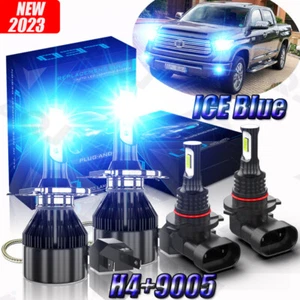 4xHeadlights+Fog Lights For Toyota Tundra 2000-2006 LED BLUE Bulbs H4 9145 8000K - Picture 1 of 22