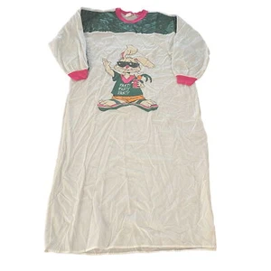 Vintage Bunny Rabbit Print Full Length Nightwear Pajama Miss Dira, One Size NWT - Picture 1 of 8