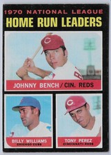 1971 Topps # 66 1970 NL Home Run Leaders Johnny Bench/Billy Williams/Tony Perez