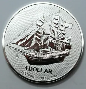 2020 FDC/UNC $1 Isole Cook Bounty Ships 1 oz 9999 argento tondo Elisabetta II NUOVO - Foto 1 di 5