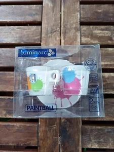 Luminarc Paintball espresso cup and saucer set of 2 - Picture 1 of 9