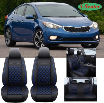For KIA Forte Car Seat Covers 5-Seater Front&Rear Full Set Cushion PU Leather Foto 1 de 4
