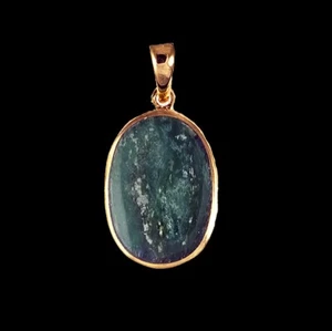 Small Oval Jade 22K Gold Plated Pendant | F&F Inc. - Picture 1 of 3