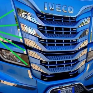 Kühlergrill Zierleisten aus Edelstahl für Iveco S-WAY poliertes Chrom 10-tlg - Picture 1 of 3