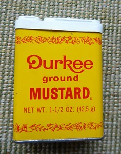 Durkee ~ Ground Mustard ~ 1-1/2 oz ~ Metalldose Kanister ~ leer ~ Vintage - Bild 1 von 4