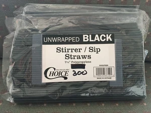 900 (300 x 3) CT Schwarz Schluck Rührer Strohhalm Sticks 7,5" - Bild 1 von 1