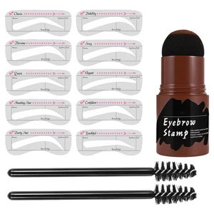 Eye Brow Stamp Stencil Kit Eyebrow Definer Powder Makeup Long Lasting Waterproof - Picture 1 of 15