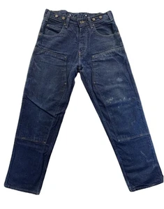 VTG Prison Blues Denim Jeans Prsn Blu Double Knee Unisex 34 X 32 Made USA 90s - Picture 1 of 11