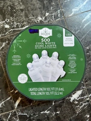 500 count Cool White Dome LED Christmas Lights, 105ft, Holiday Time, White Wire - Image 1 of 2