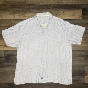 Tommy Bahama 100% seta colletto bottoni blu chiaro stampa geometrica uomo XL - Foto 1 di 8