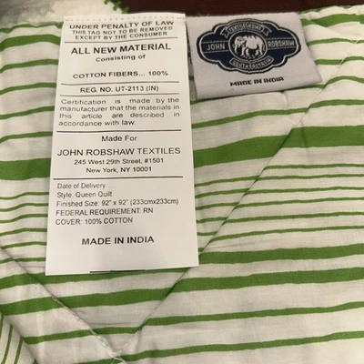 John Robshaw Textiles “Clover” QUEEN Quilt ,Sham & Robe 100% Cotton 3 Piece - Image 1 of 4