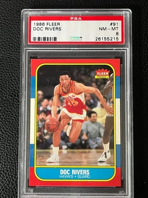 Doc Rivers Atlanta Hawks 1986-87 Fleer #91 PSA 8 - Image 1 of 2