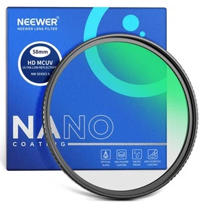 NEEWER 58mm UV Lens Filter Ultra Low Reflection HD High Transmittan... Brand New - Picture 1 of 8