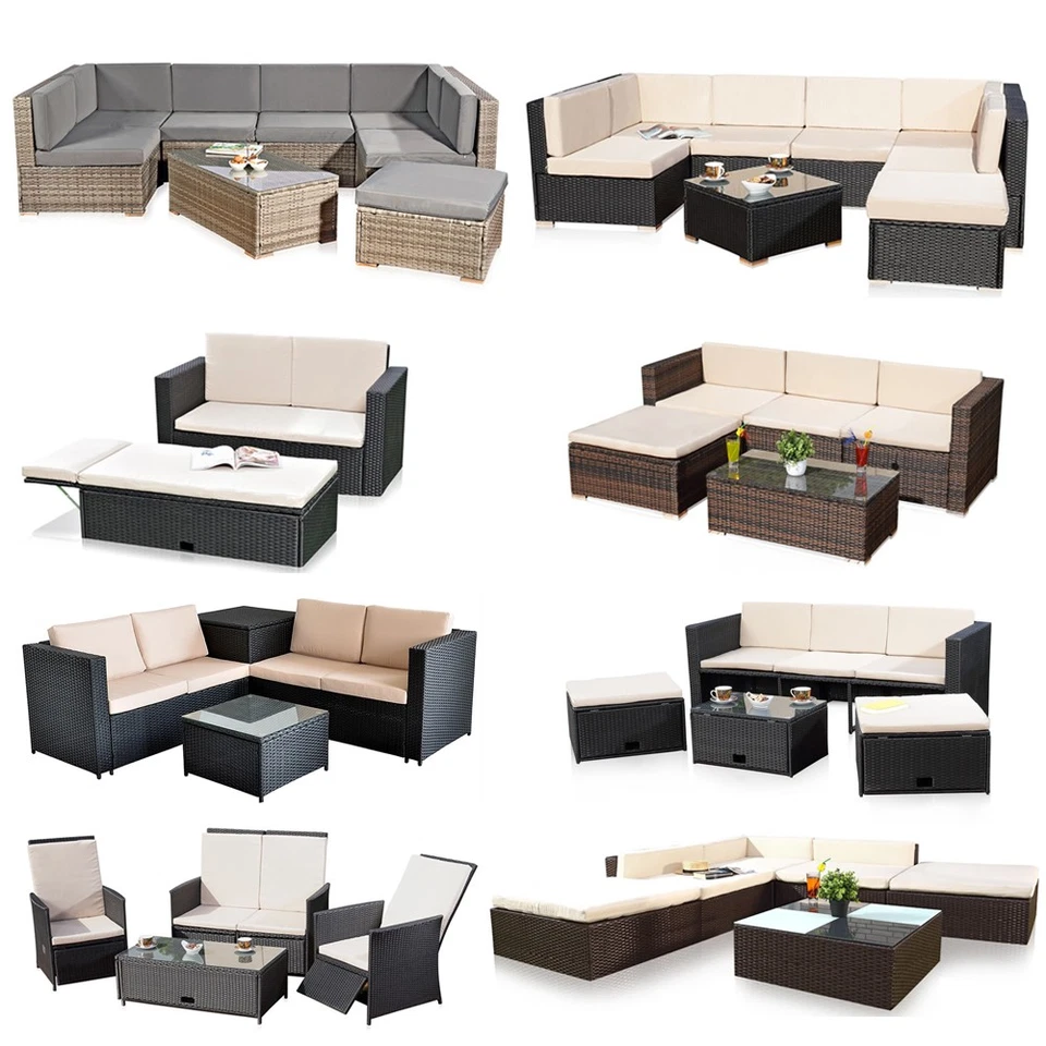 Gartenmöbel Sitzgruppe Sofa Möbel Lounge Rattan Sitzgarnitur Gartenset Tisch Set - Bild 1 von 4